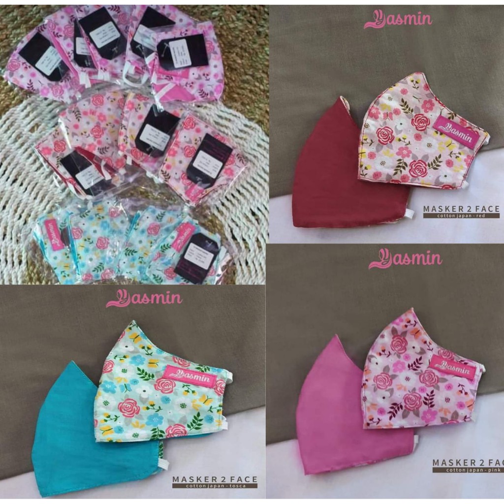 Masker Yasmin Sakura Bahan Toyobo Premium Bisa Bolak-balik