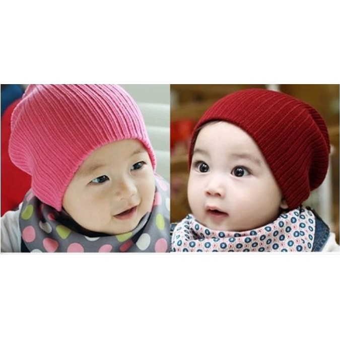 Kiddiwear TOPI RAJUT ANAK / TOPI KUPLUK BAYI / TOPI ANAK UNISEX LUCU / TOPI RAJUT POLOS SALUR TP6