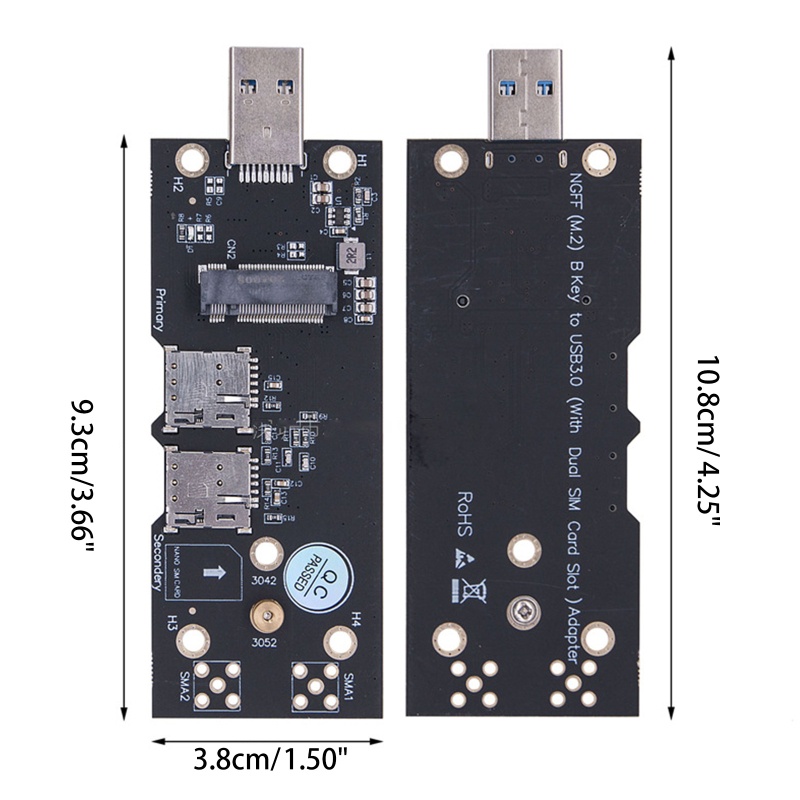 Btsg Untuk M.2 Untuk Kunci B Ke USB3.0 Dual Untuk NANO SIM Card Slot Adapter Untuk WLAN/LTE Sup