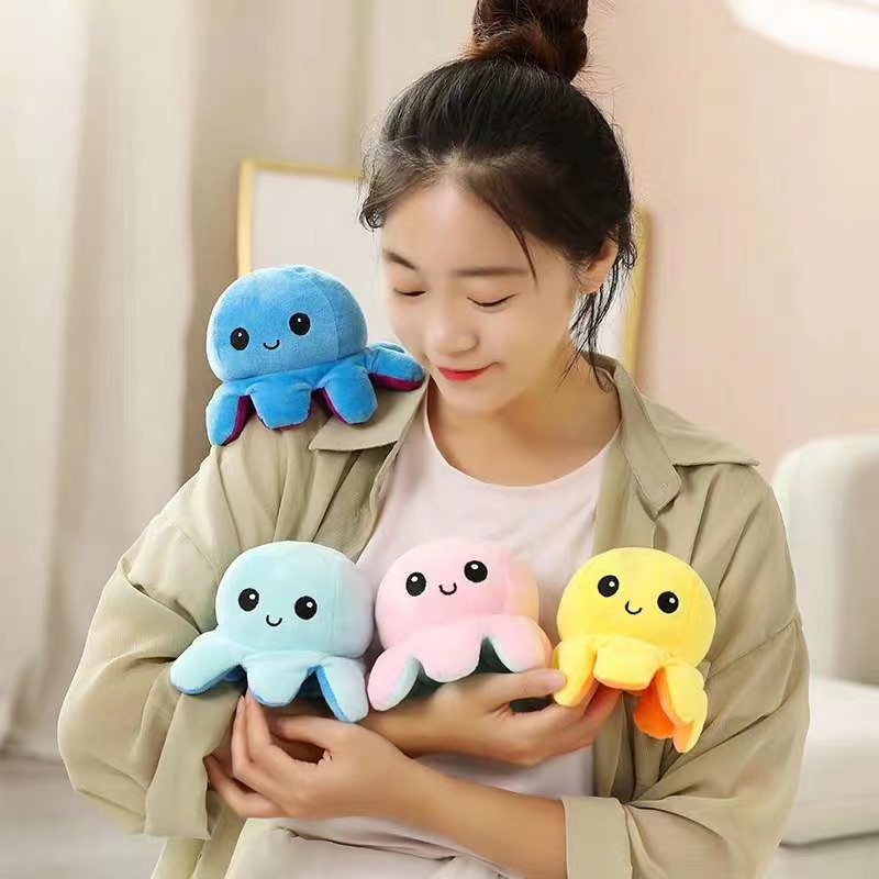 Boneka Gurita Octopus Halus Bolak Balik Dua Sisi Reversible Boneka Lucu Terbaru Kekinian Modern Doll