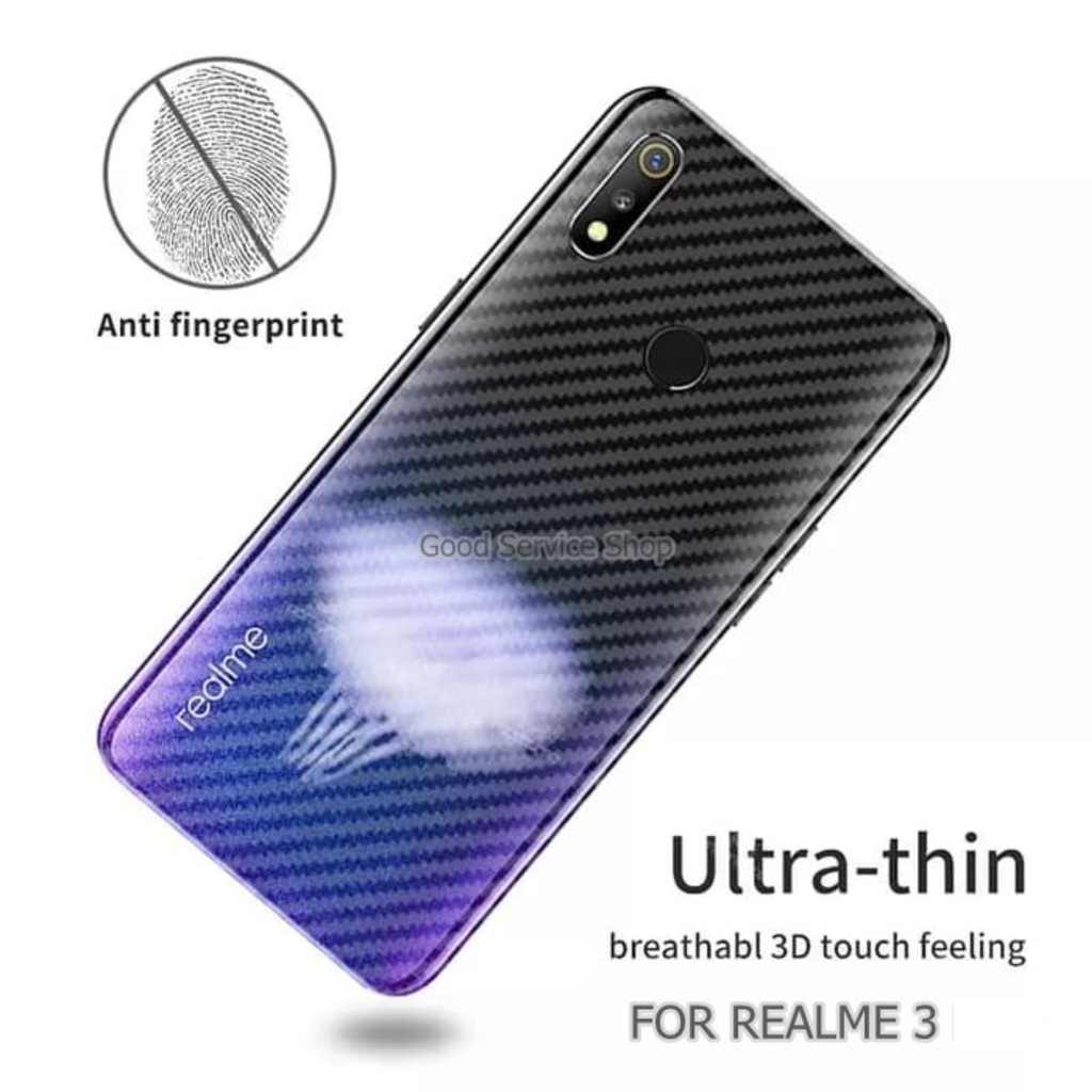 Carbon Garskin for Realme 3 Premium 3D Carbon Back Skin Anti Gores Belakang