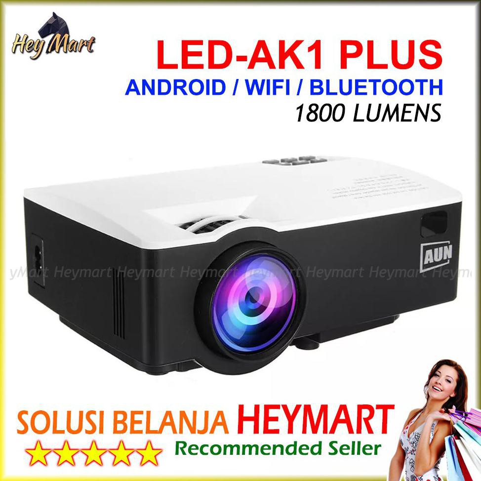 LJP Mini Projector LED-AK1 PLUS Android Infokus 1800 Lumens - Proyektor Presentasi Infocus Nobar