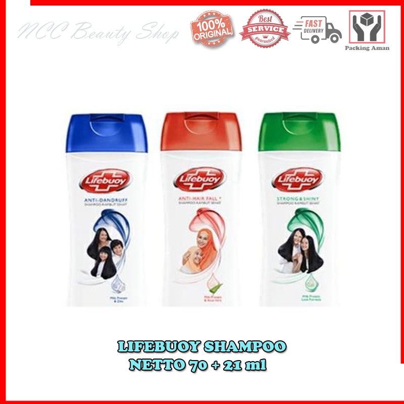 * NCC * Lifebuoy Shampoo Botol Shampo Anti Ketombe Rambut Rontok Kuat Berkilau Lifeboy Lifebouy - Netto 70 ml + 21 ml