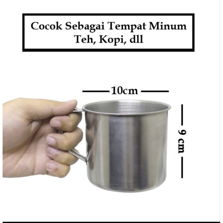 MUG STAINLESS TUTUP/MUG CANGKIR STAINLESS UKURAN 10CM &amp; 12CM