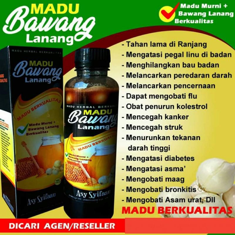 

Madu Bawang Lanang Asy-Syifaau Kemasan 330 gr Madu Bawang Lanang Tunggal Obat Flu Obat Herbal