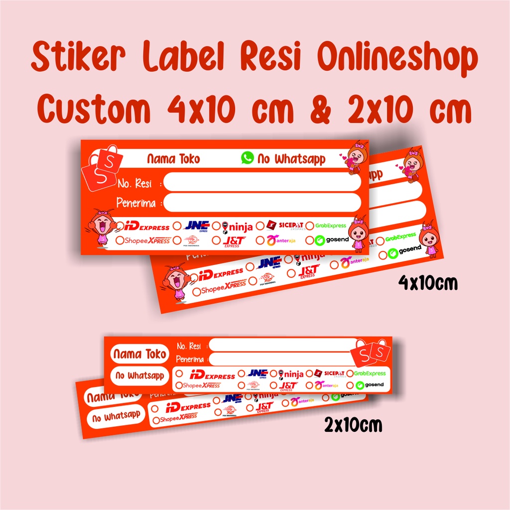 

Stiker Label Resi Onlineshop Custom 4x10 cm & 2x10 cm Custom