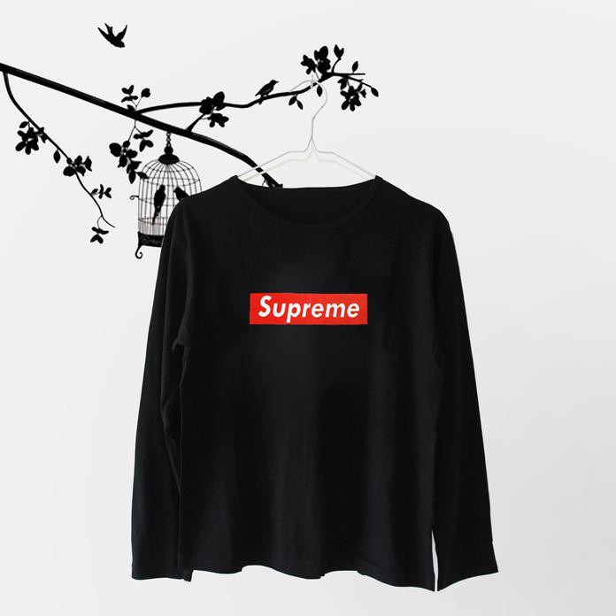 Tumblr Tee / T-Shirt / Kaos Wanita Lengan Panjang Supreme Warna Hitam