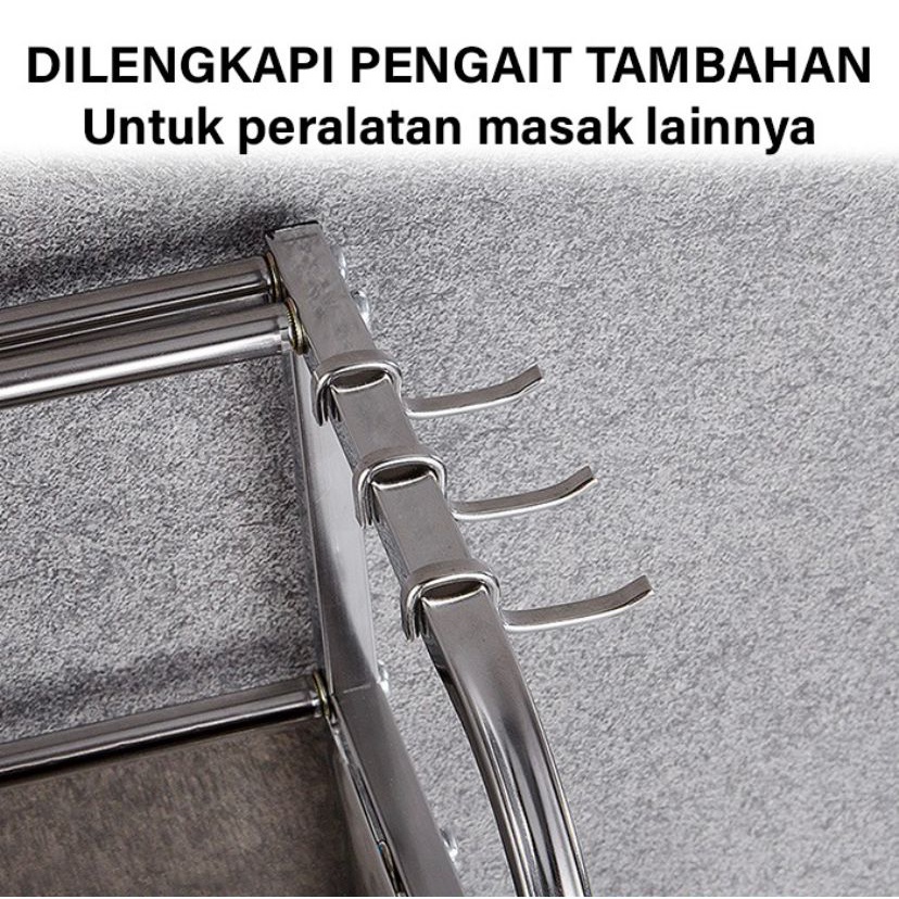 RAK DAPUR SERBAGUNA RAK BUMBU STAINLESS RAK 2 SUSUN FREE PACKING BUBBLE VD