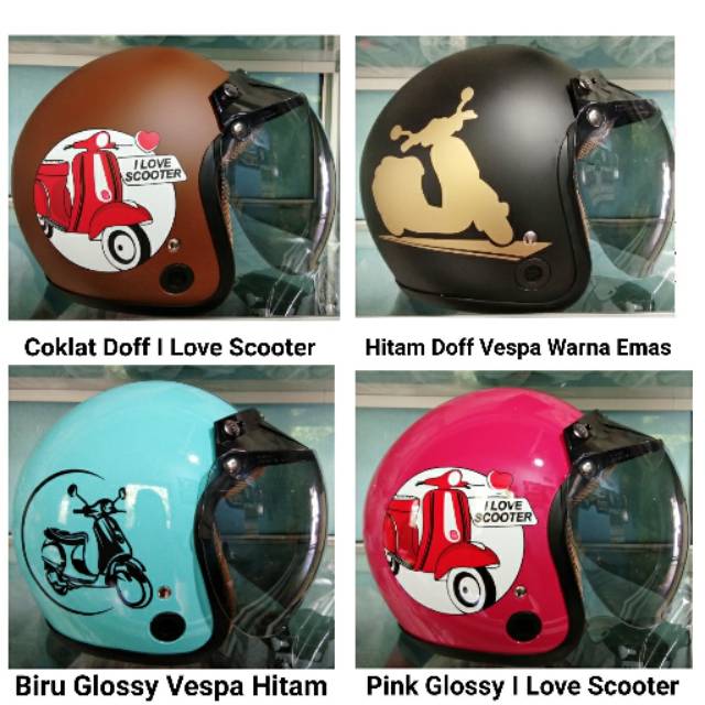 Helm Dewasa Model Bogo Vespa (Full Leher, Foto Asli)