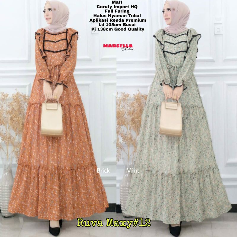 Ruva Maxy#12 Dress Wanita Muslimah by Marsella