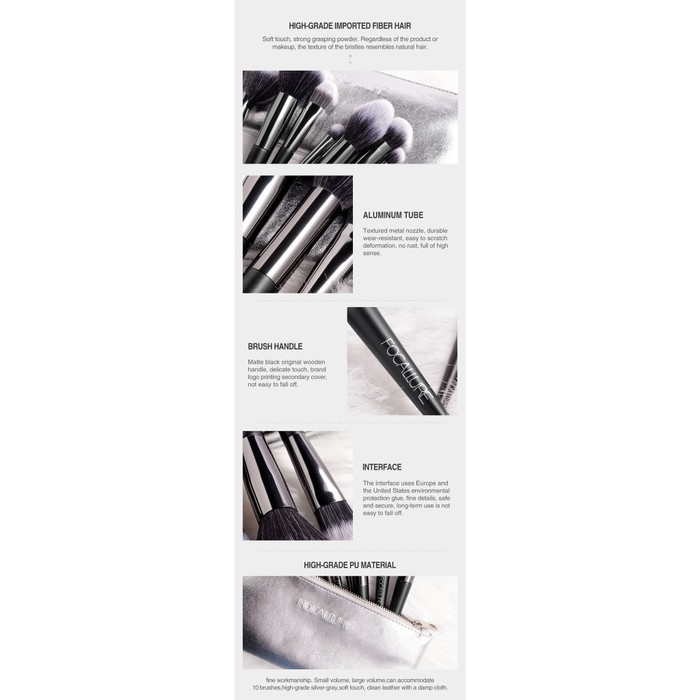 q20w1qq Focallure 10Pcs Make Up Brushes Set With Bag Fa70 - Fa70-01 (6Pcs) Cd2C01
