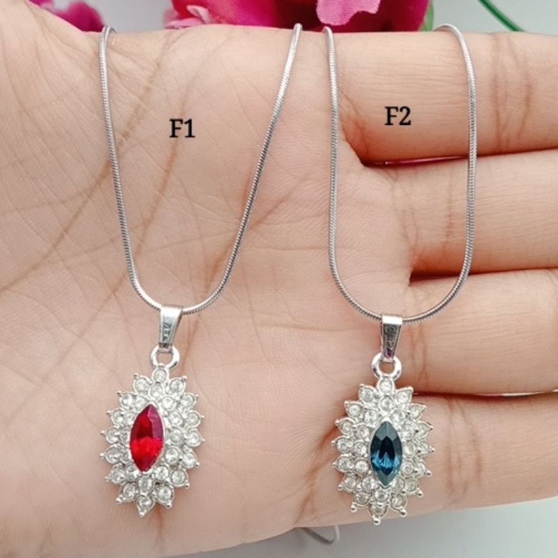 Kalung liontin permata giok lapis emas putih model terbaru