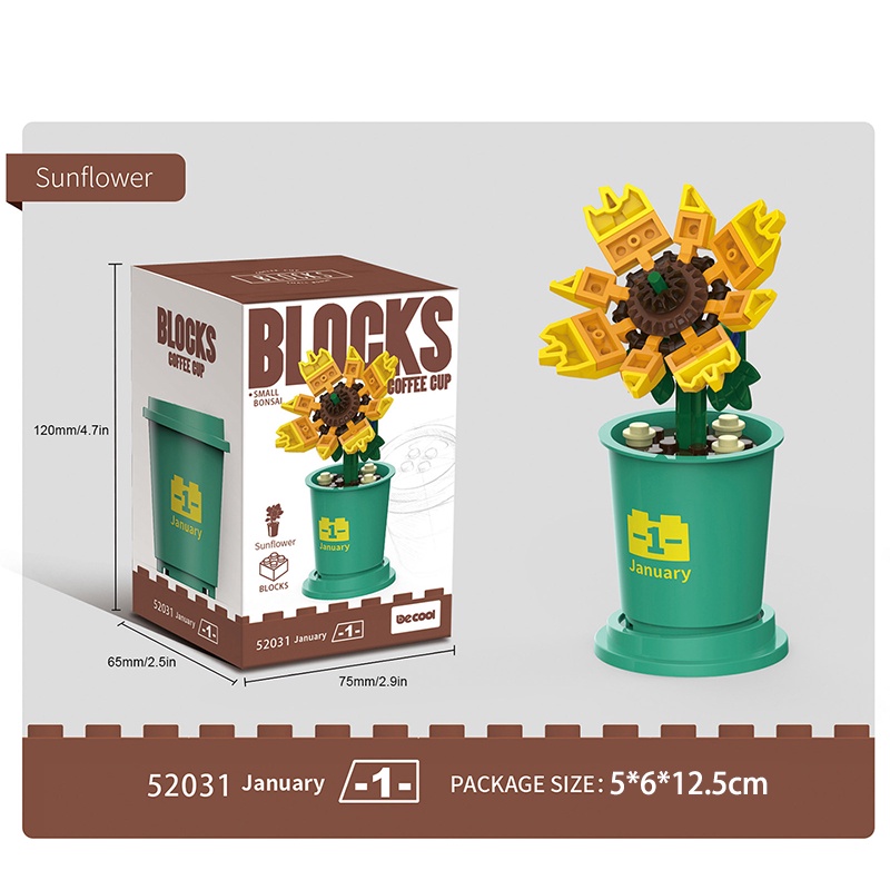 Potted Plants Bunga Dekorasi Brick/Balok Buket Bunga/Mainan Blok Bangunan Buket/Blok Flower Bouquet