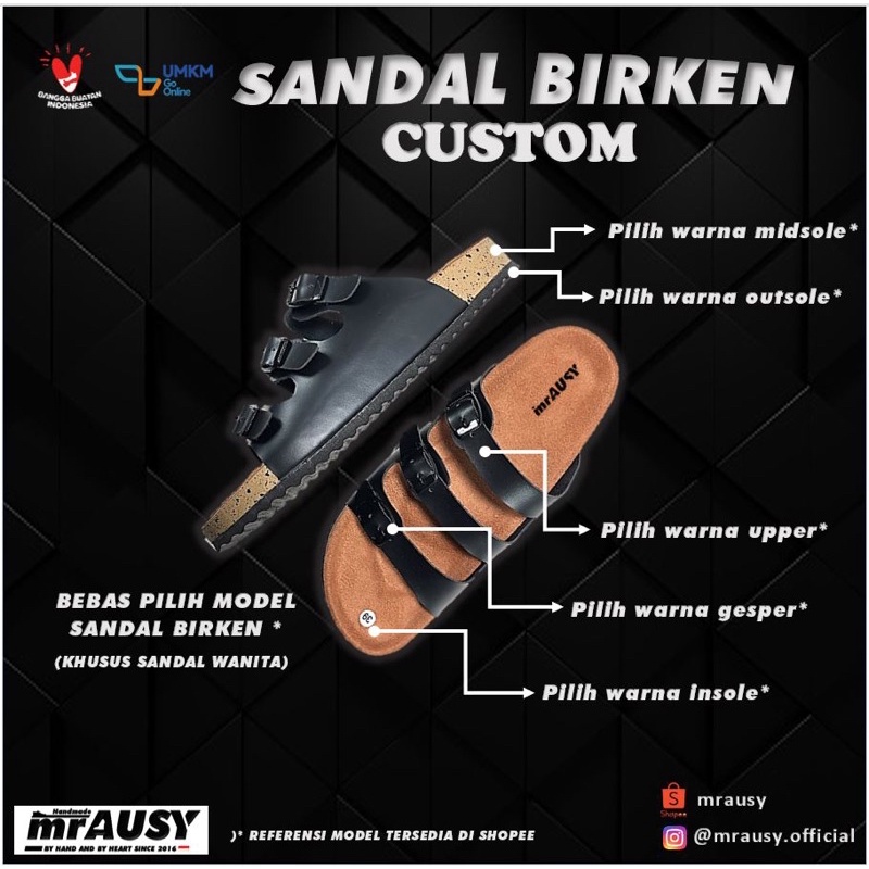 Sandal Sendal Wanita Pria Birken Slop Pesanan Custom Request by mrAUSY