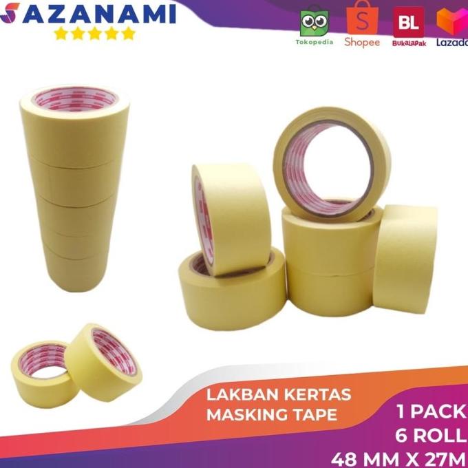 

TERBARU! Lakban Kertas Masking Tape 2" 48mm x 27m Sazanami Tape isolasi kertas