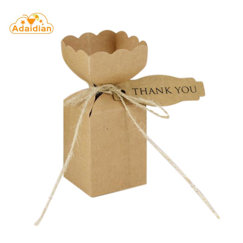 

«HOT»50Pcs Kraft Paper Square Candy Holder Bags Wedding Party Gift Boxes