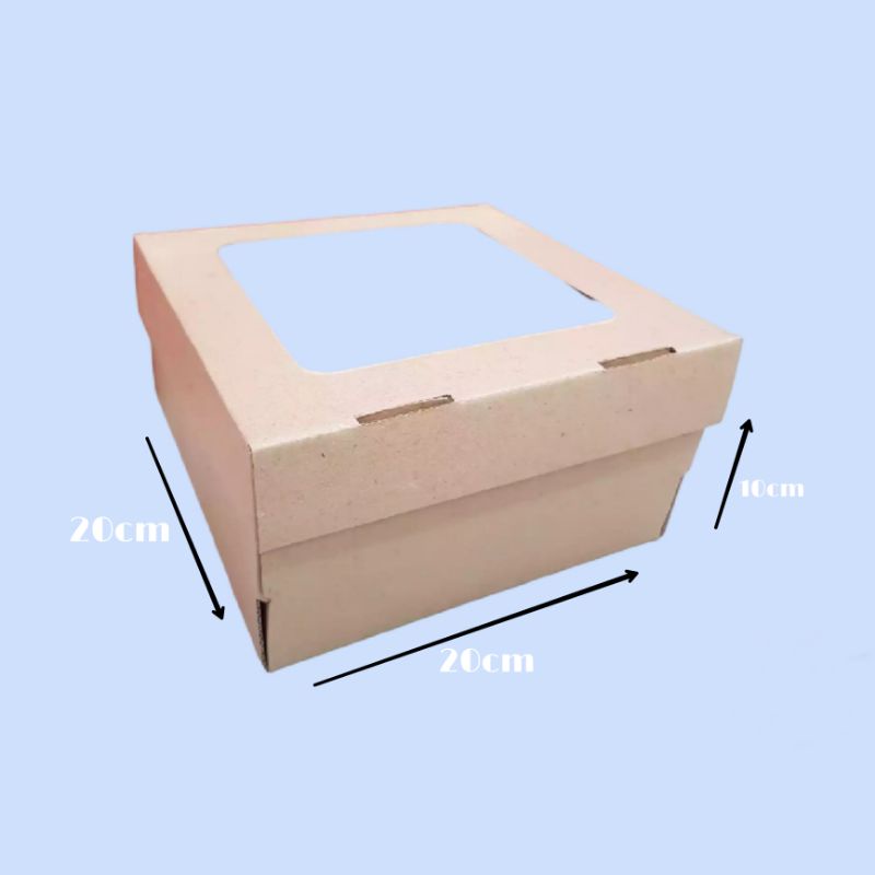 

Box Cake Coklat Tebal Window E Flute 20x20x10cm