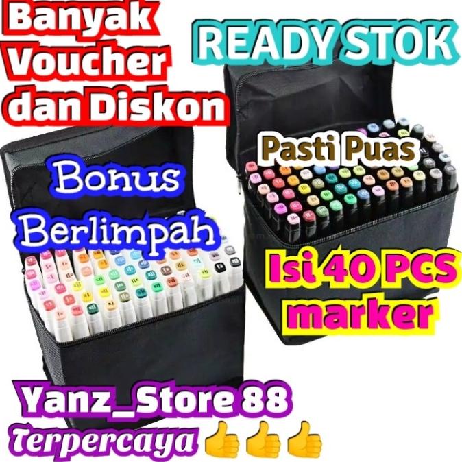 

(BISA COD) Touchfive 40 Colours Twin Marker Brush Pen Spidol Gambar - White Case STOK TERBATAS Kode 1023
