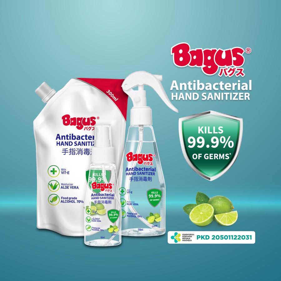 Bagus Antibacterial Spray Hand Sanitizer Food Grade 70% 250ml Vit E