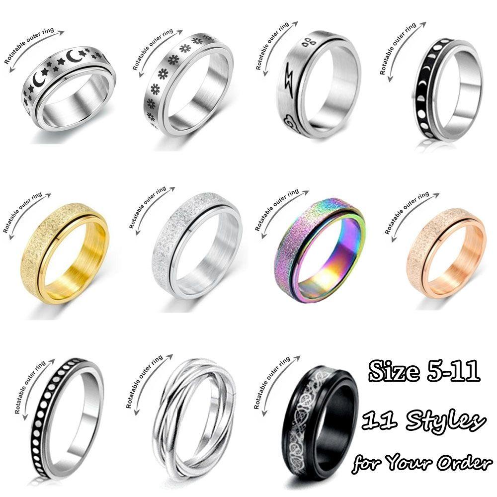 Top Turn Matte Color Ring Aksesoris Pesta Warna Silver Gold Untuk Kecemasan Cincin Stainless Steel