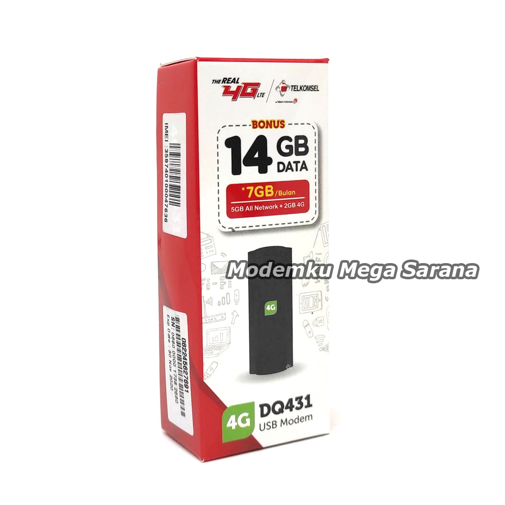 Modem USB DQ431 4G LTE Unlock Free Telkomsel 14GB