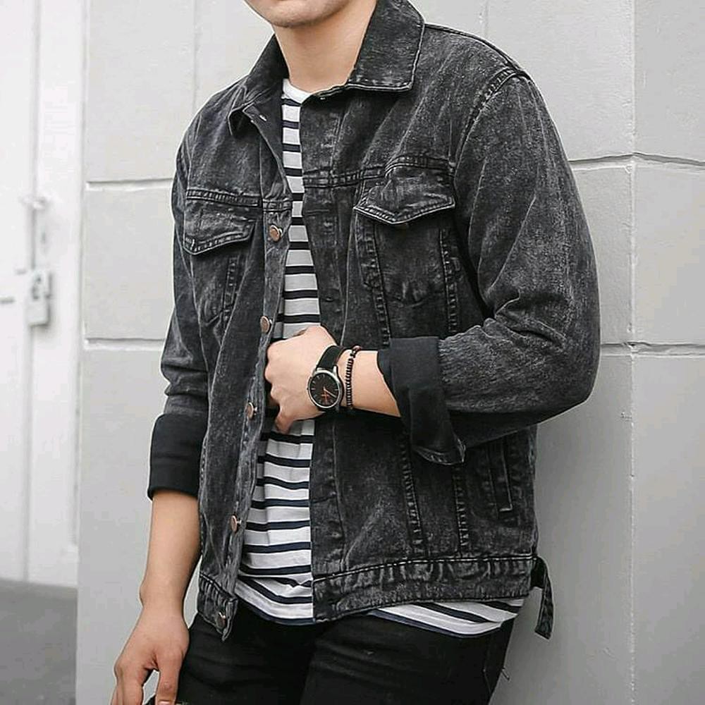 Jaket Jeans Pria Murah SandWash Hitam || Jaket Levis Pria Murah SandWash Hitam