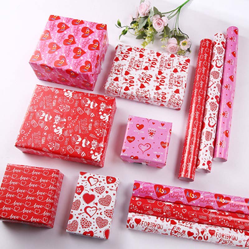 50*70cm DIY Love Heart Gift Wrapping Paper Birthday Gift Flower Bouquet Wrapping Papers for Valentine's Day Birthday Wedding Party Decor