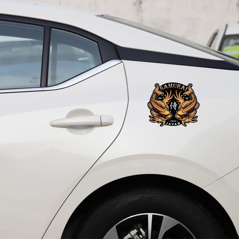 1 Pcs Reflektif Tiger Stiker Mobil JDM Prajna Motor Dekorasi Stiker Ghost Warrior Goresan Menutup Stiker