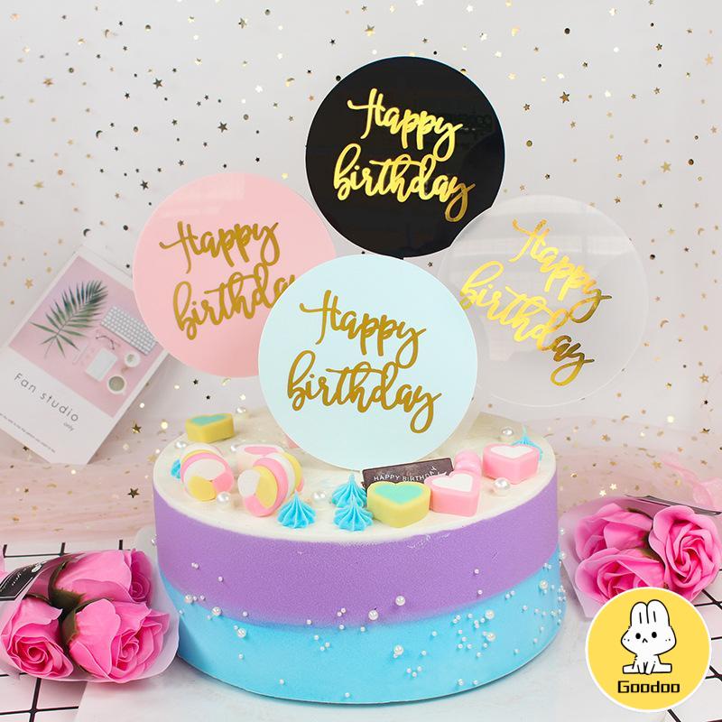 Cake Topper Happy Birthday / Tusukan Hiasan Kue Happy Birthday Acrylic -Doo