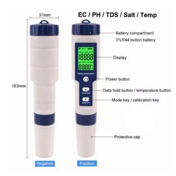 EZ-9909 5 in 1 Salinity TDS EC Temperature PH Meter Water EZ 9909