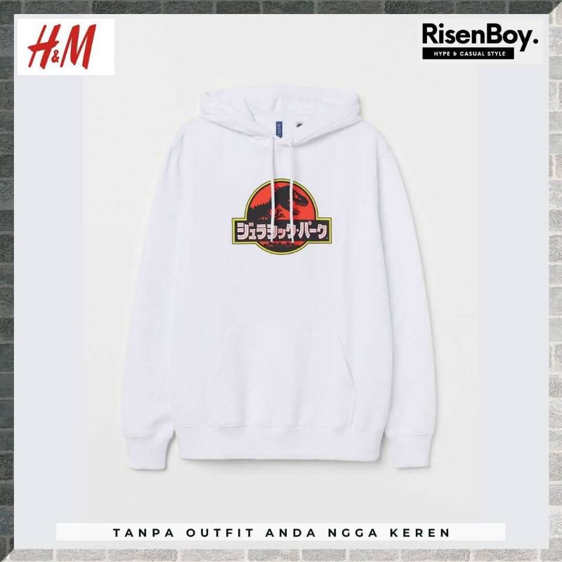 HOODIE H&M JURASSIC PARK WHITE (PRIA/WANITA)