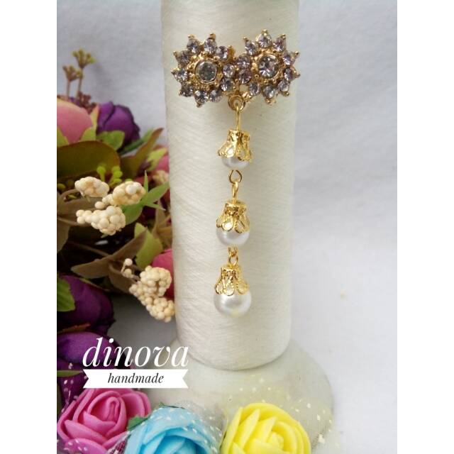 bros dagu mutiara susun tiga mewah/bros dagu mutiara/bros dagu mutiara simple cantik by dinova store