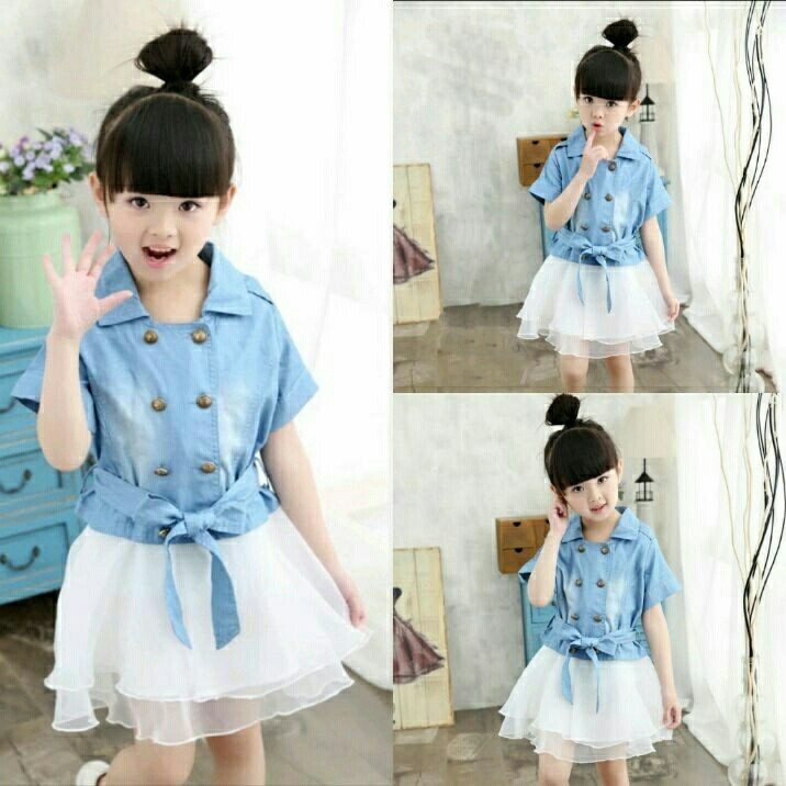 Dress Kid Yiyi Denim Pakaian Anak Perempuan