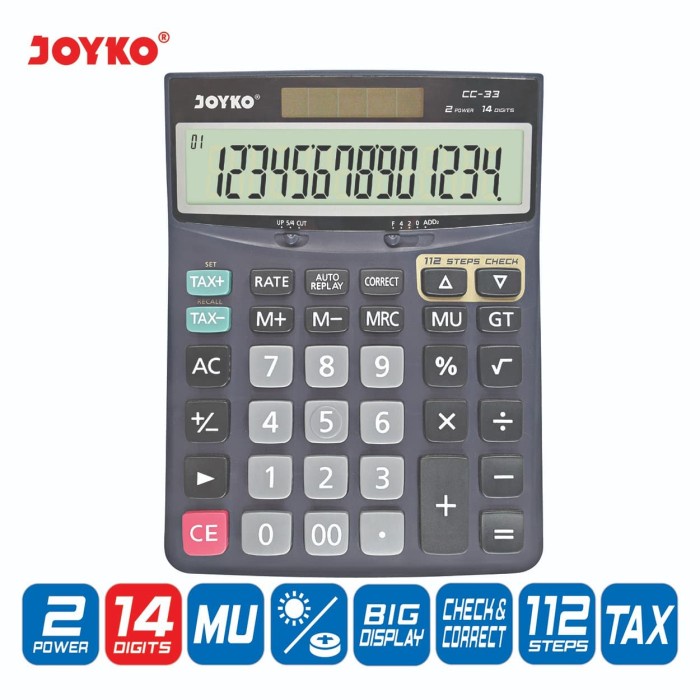 

Calculator / Kalkulator Joyko Cc-33 / 14 Digits / Check Correct