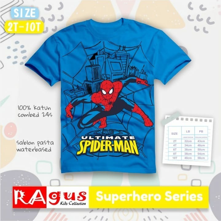 KAOS ANAK LAKI-LAKI SUPERHERO SERIES RAGUS 2-10 TAHUN