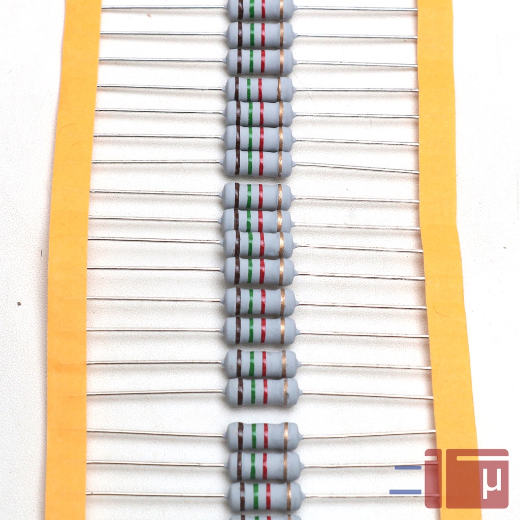 x10 Resistor 1K5 1.5K 1W Metal Oxide 5% Taiwan Kaki Tembaga