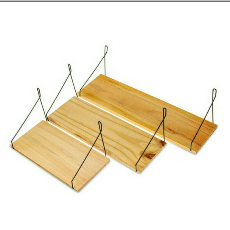 rak ambalan besi,rk dinding kayu murah satu set  3pcs. pjg,20,30,40