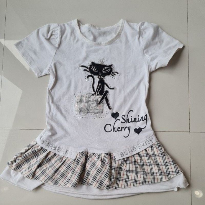 Dress Anak perempuan Burberry manik cat putih size 6 - 7 preloved