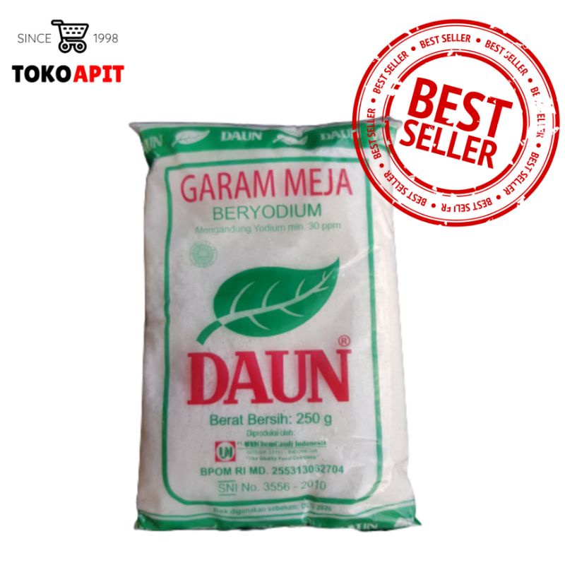 

GARAM MEJA CAP DAUN ISI 250 GRAM / GARAM BERYODIUM / GARAM PONTIANAK ASLI BERKUALITAS / GARAM KONSUMSI