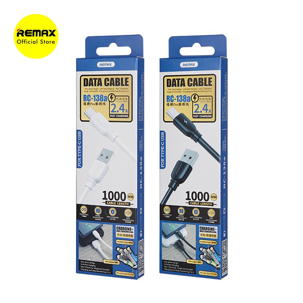 Kabel Data USB Type C Remax RC-138A Suji Pro 2.4A Fast Charging Cable