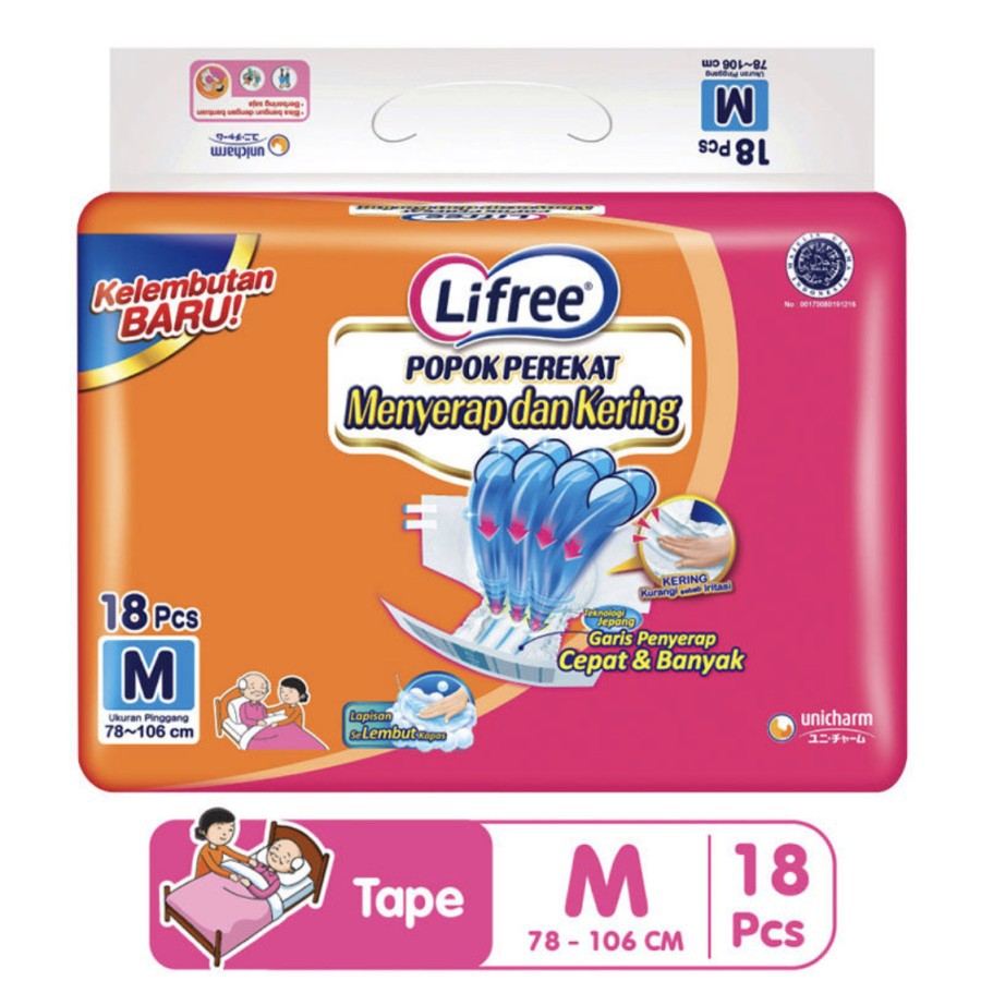 Lifree Popok Dewasa Perekat / Taped ukuran Jumbo M L XL