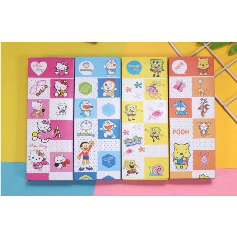 Set SENDOK SUMPIT BOX Karakter Winnie the Pooh Doraemon Hello Kitty Spongebob / Set Makan Anak Lucu