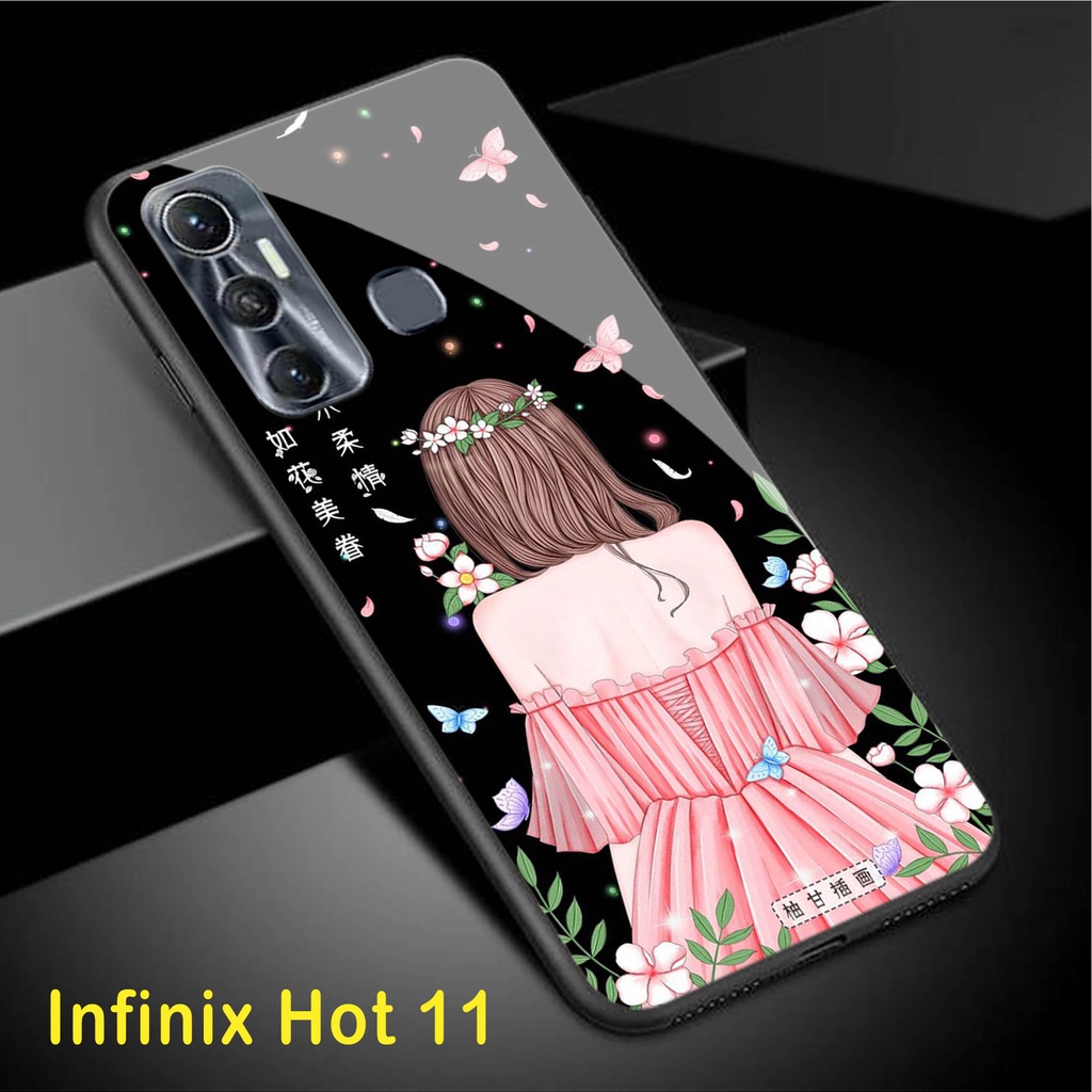 Softcase Glass Kaca Infinix Hot 11 - Casing Hp Infinix Hot 11 - Case Hp Infinix Hot 11 [H04]