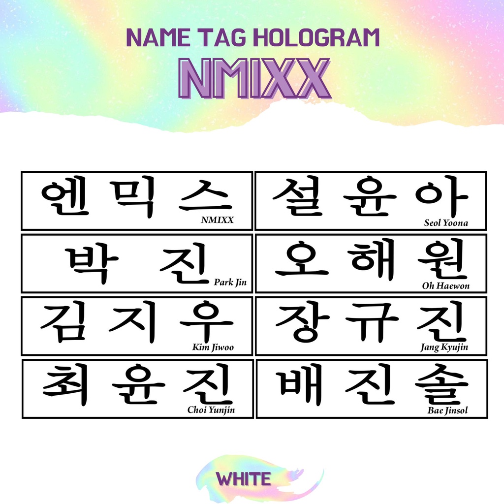 TRANSPARAN STIKER HOLOGRAM NMIXX NAMETAG (HARGA 2 PCS) NAME TAG TRANSPARANT STICKER NAMA KPOP IDOL KOREA PREMIUM MURAH UNOFFICIAL HAEWON LILY SULLYOON JINNI BAE JIWOO KYUJIN READY STOCK !