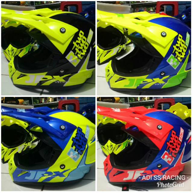 Bsa COD byar dtmpt Helm cross trail cros motocross trabas JPX three two hijau biru Oren hitam