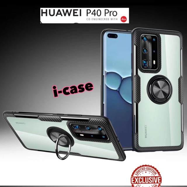 Case Transparant Huawei P40 Pro New Hybrid i-Ring Stand Clear p 40pro