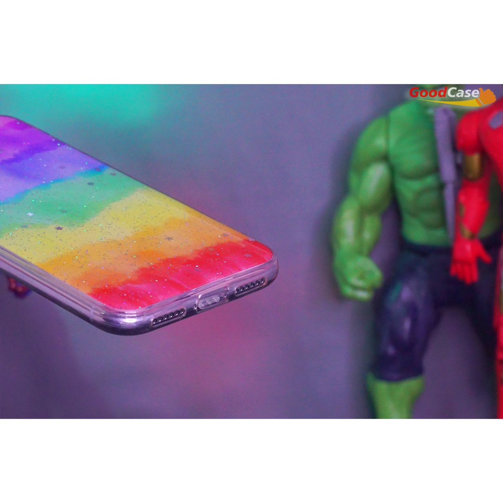 GoodCase - Case Oppo Reno 6 4G | A16 Softcase Rainbow Plus Holder Popsocket