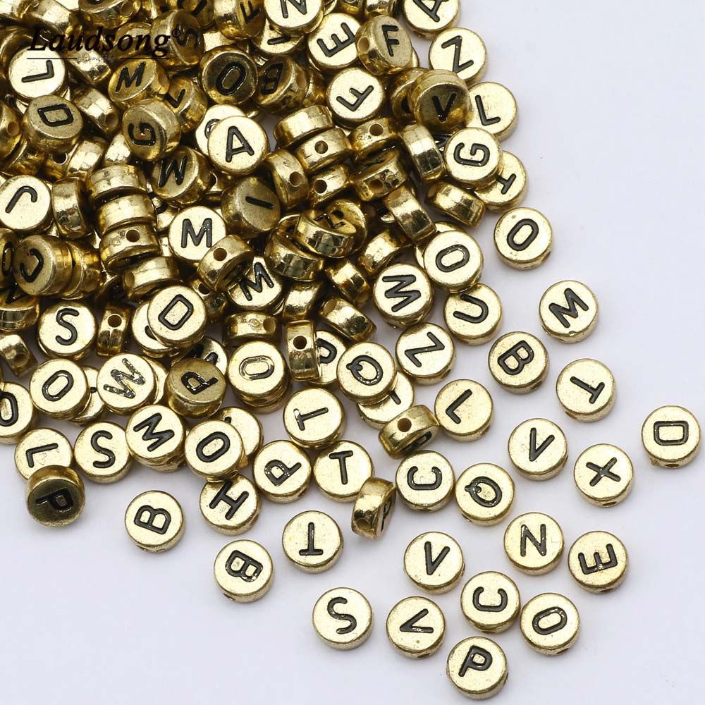 Needway  Accessories DIY Beads Crafts Jewelry Findings Jewelry Accessories Necklace Metal Color Round Shape Bracelets Transparent Acrylic Letter