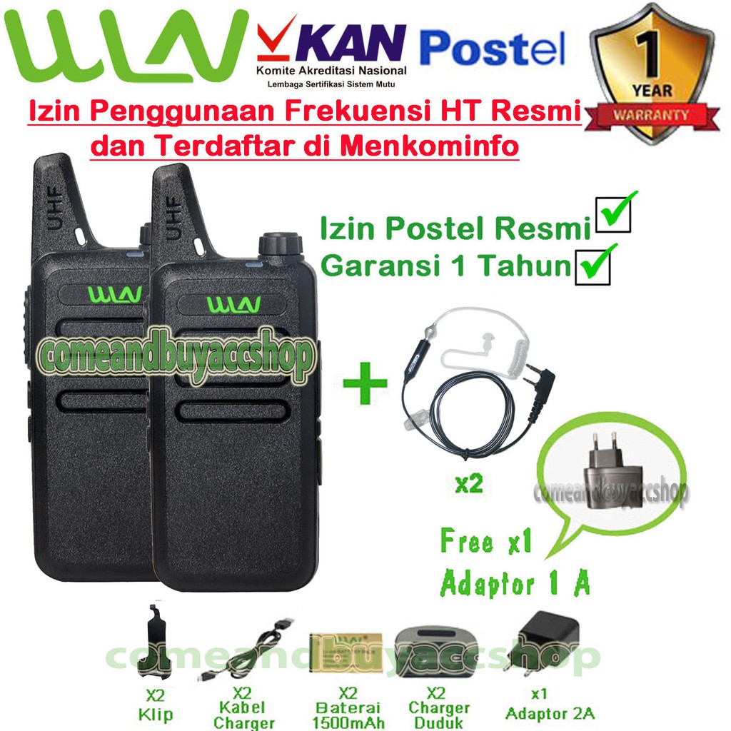 Paket Hemat FBI Walkie Talkie WLN HT Two-Way Radio ( ISI 2pcs) - Black-Batrai 1500 mAh