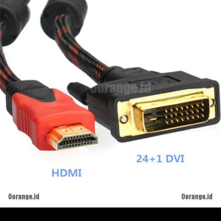 Kabel DVI 24+1 Male To HDMI Male 1.5M - DVI To HDMI 1.5 Meter Gold Plate